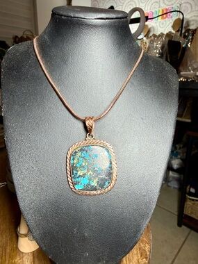 Turquoise Accent Native Copper- Pendant necklace - Women Jewelry